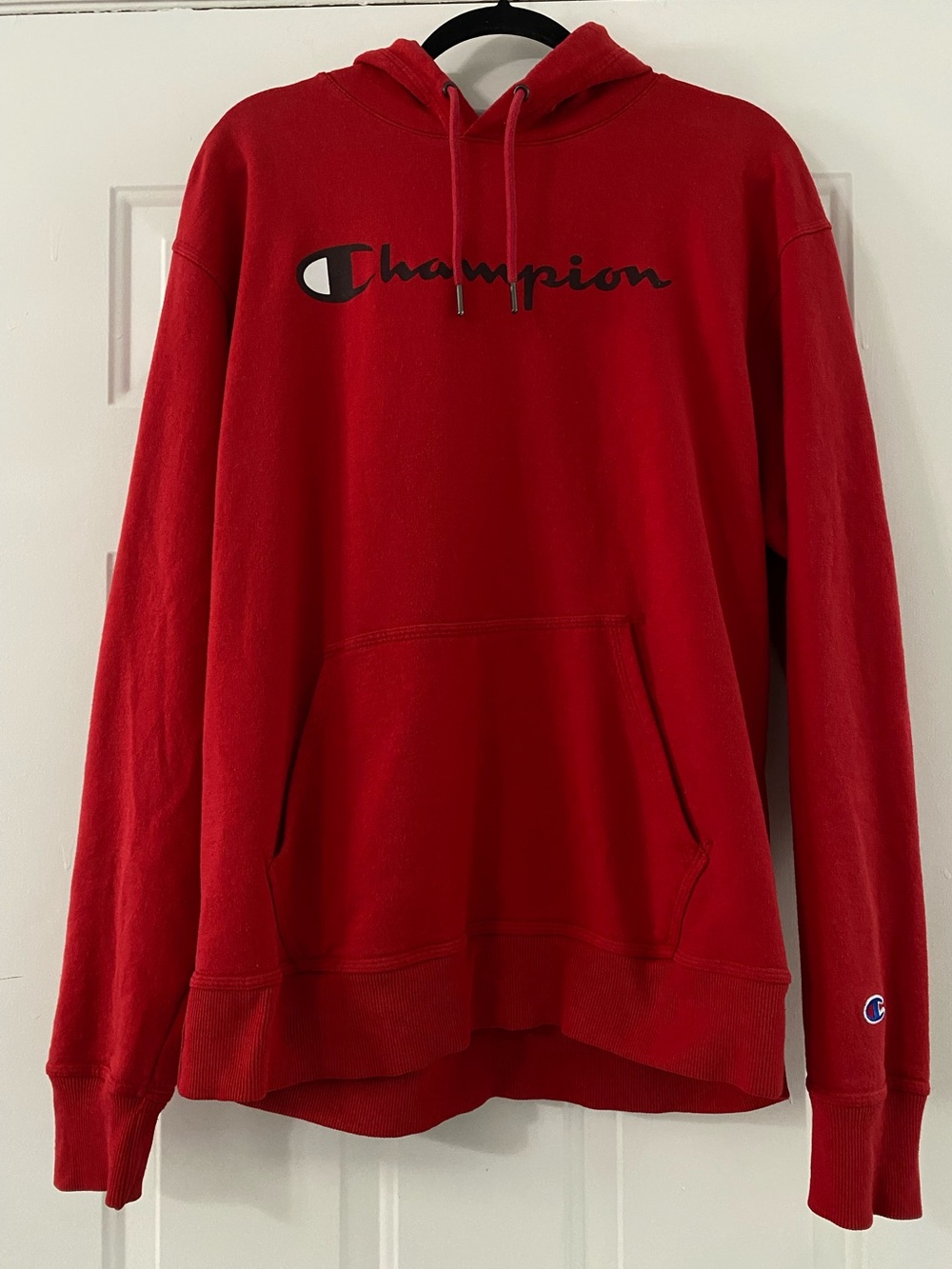 Champion Red Crewneck Hoodie with Logo